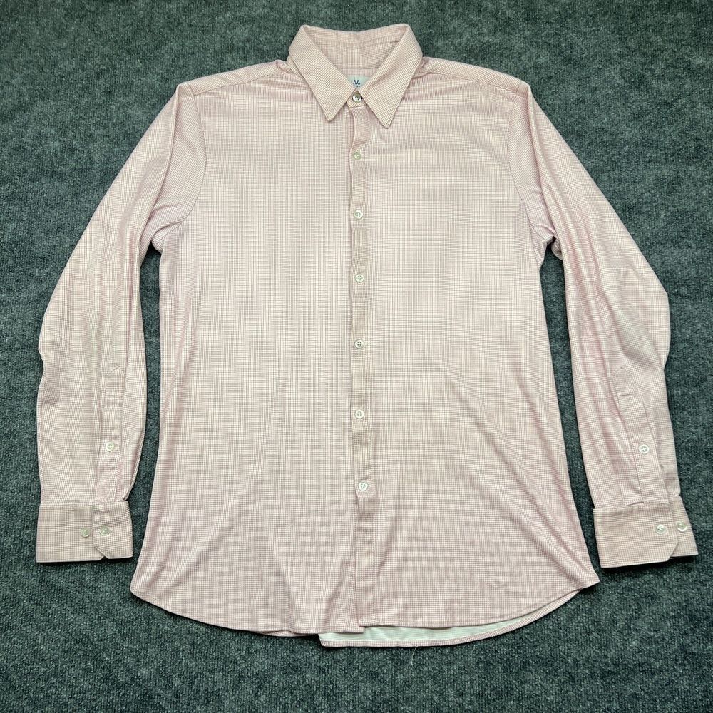 Mizzen Main Shirt Mens 2XL‎ XXL Pink Trim Fit Long Sleeve Lightweight Casual